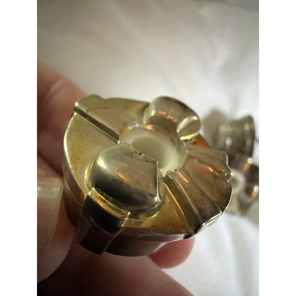 Vintage Hallmark Silver Tone Birthday Cake Candle Holders Set of 5 Cake Toppers